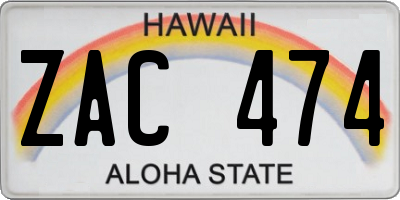 HI license plate ZAC474