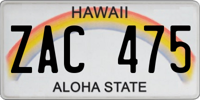 HI license plate ZAC475