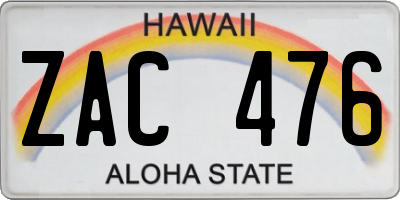 HI license plate ZAC476