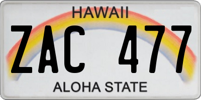 HI license plate ZAC477
