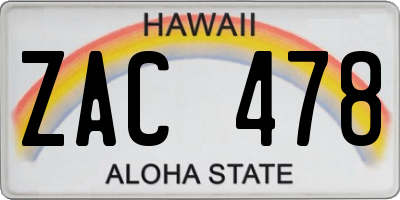 HI license plate ZAC478