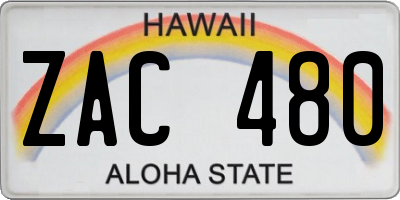 HI license plate ZAC480