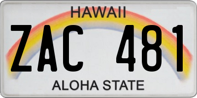 HI license plate ZAC481