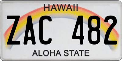HI license plate ZAC482