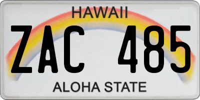 HI license plate ZAC485