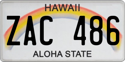 HI license plate ZAC486