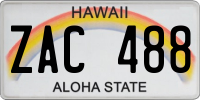 HI license plate ZAC488