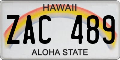 HI license plate ZAC489