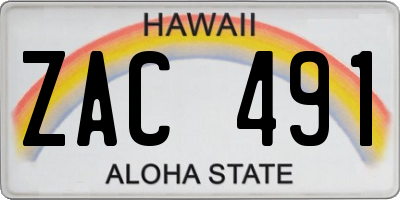 HI license plate ZAC491