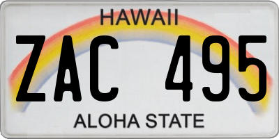 HI license plate ZAC495