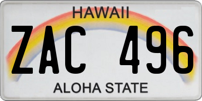 HI license plate ZAC496