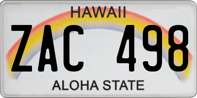 HI license plate ZAC498