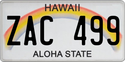 HI license plate ZAC499