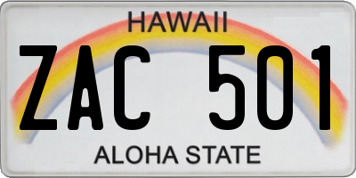 HI license plate ZAC501