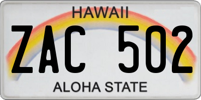 HI license plate ZAC502