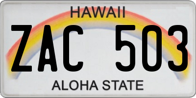 HI license plate ZAC503