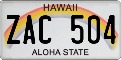 HI license plate ZAC504