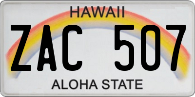 HI license plate ZAC507