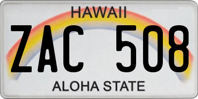 HI license plate ZAC508
