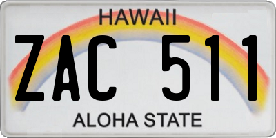 HI license plate ZAC511