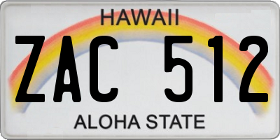 HI license plate ZAC512