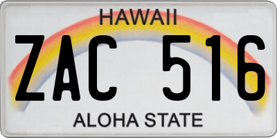 HI license plate ZAC516