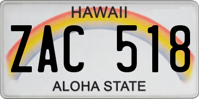 HI license plate ZAC518