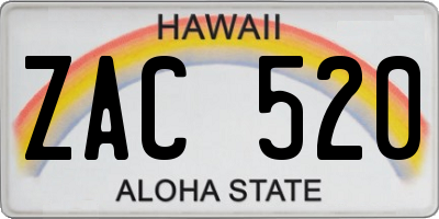 HI license plate ZAC520