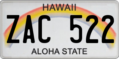 HI license plate ZAC522