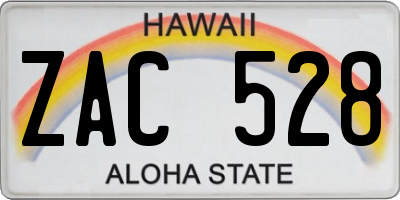 HI license plate ZAC528