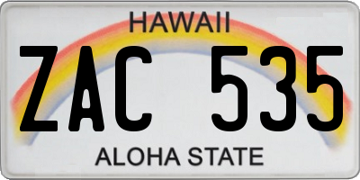 HI license plate ZAC535