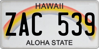 HI license plate ZAC539