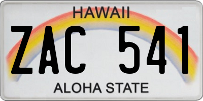 HI license plate ZAC541