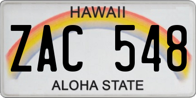 HI license plate ZAC548