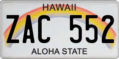 HI license plate ZAC552