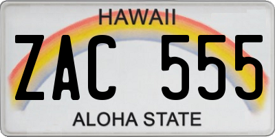 HI license plate ZAC555