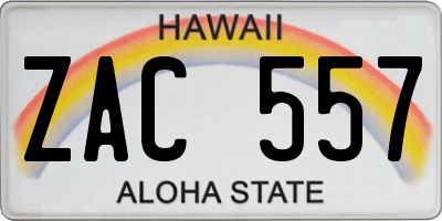 HI license plate ZAC557