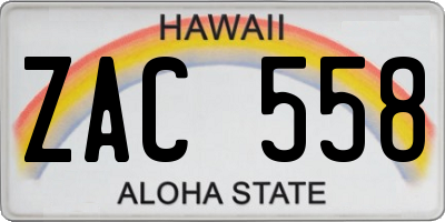 HI license plate ZAC558