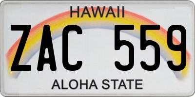 HI license plate ZAC559