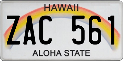 HI license plate ZAC561