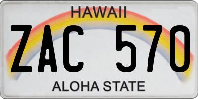 HI license plate ZAC570