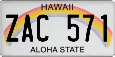 HI license plate ZAC571