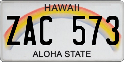 HI license plate ZAC573
