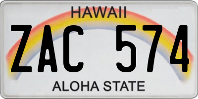 HI license plate ZAC574