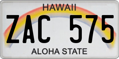 HI license plate ZAC575