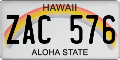HI license plate ZAC576