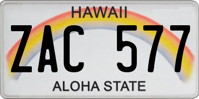 HI license plate ZAC577