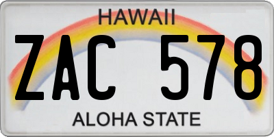 HI license plate ZAC578