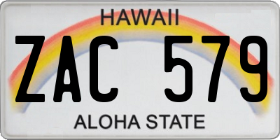 HI license plate ZAC579