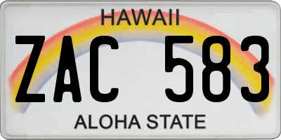 HI license plate ZAC583